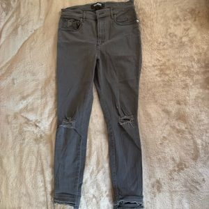 Express | Dark Grey Ripped Stretch Jegging